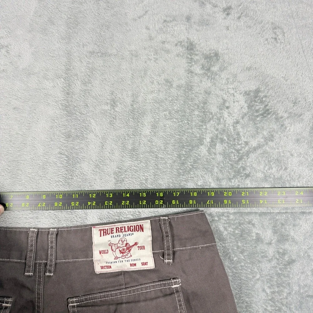 True Religion Mens 36 Cargo Shorts Brown Contrast Stitch Horseshoe Relaxed Fit